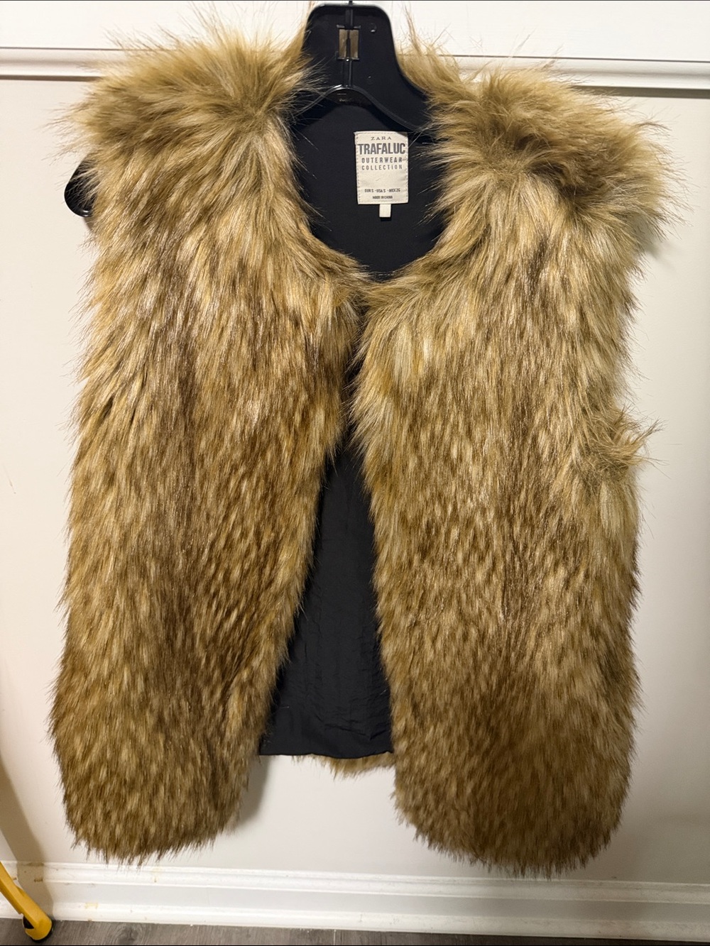 Zara Trafaluc Faux Fur Vest in Golden Brown